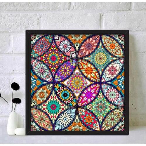 DIY 5D Mosaic Mandala/ Dream Flower Pattern Rhinestone Drawing Full Drill Round Diamond Resin Painting Kit Home Decor 40x40cm