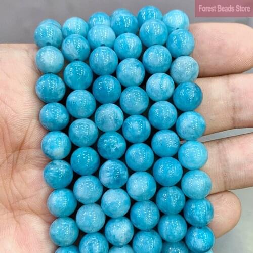 Natural Stone Dark Blue Jasper Chalcedony Round Beads Diy Bracelet Necklace Ear Studs for Jewelry Making 15"Strand 6 8 10 12MM