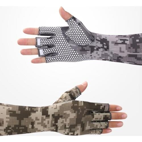 Anti-Skid Half Finger Gloves Men Camouflage Long Sleeves For Sunscreen Cycling Driving Quick Dry Arm Sleeve Fashion Arm Cover