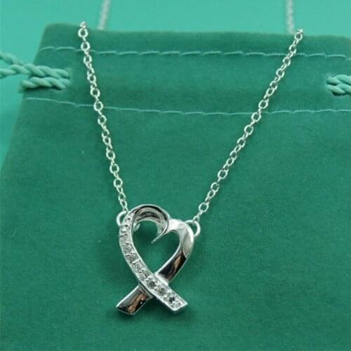 BABYLLNT 925 Silver 18 Inch Chain AAA Zircon Heart Pendant Necklace For Women Men Engagement Wedding Fashion Jewelryy Gift