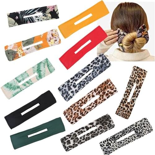 New Women Elegant Solid Print Bun Maruko DIY Hairstyle Making Hold Long Tools Bow Headband Hairbands Fashion Hair Accessories