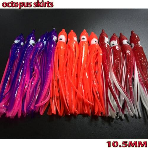 HOTsoft fishing lure color new fishing octopus skirts length is 10.5CM number:12pcs/lot red orange