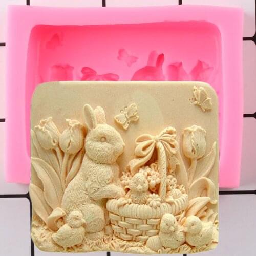 Rabbit Silicone Mold DIY Easter Fondant Cake Decorating Tools 3D Craft Candy Clay Chocolate Moulds Handmade Soap Resin Molds