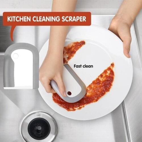 2PCS Kitchen Integrated Soft Rubber Scraper Soft Plastic Plate Cleaning Tool Tableware Scraper Cleaning Brush Cleaner Accessorie