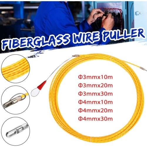 Beocrnce 3/4mm 10/20/30m Fiberglass Cable Push Pullers Duct Rodder Fish Tape Wire POM Fish Draw Tape Electrical Cable Puller