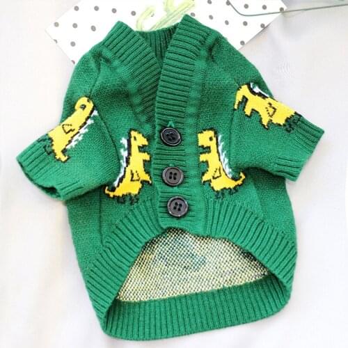 Pet sweater autumn and winter clothes green dinosaur Teddy cat Bichon small dog VIP Schnauzer Pomeranian dog clothes