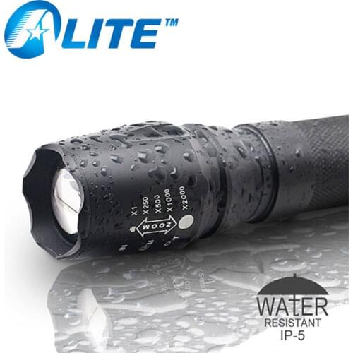 TMWT Powerful IP67 Rain-proof 10W T6 1000lm Tactical LED Flashlight , Military Grade Zoom Hunting Torch Powered by 18650 Battery