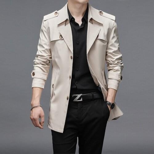 2021 Brand Spring Autumn Men Trench Coats Superior Quality Buttons Male Fashion Outerwear Jackets Windbreaker Plus Size 4XL