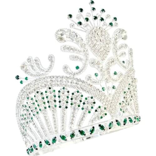 Pageant Crowns Lager Adjustable Miss USA Crown Green Hair Jewelry Party Prom Shows Headdress G tiaras Mo236