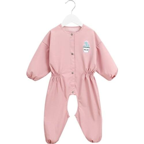 Waterproof Long Sleeve Apron Drawing Art Smock Romper Kids Painting Gown Clothes U7EE