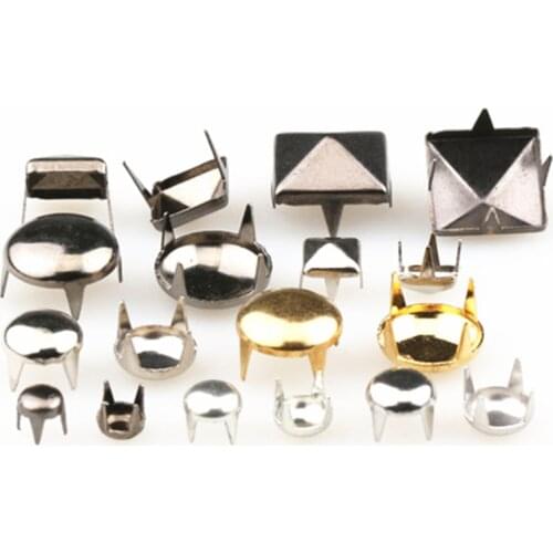 100Pcs 6-12mm 4 Claw Rivets Square/Round Metal Spike Studs Pyramid Rivets For Leather Spikes On Clothes/Shoes/Bags/Belt Punk DIY
