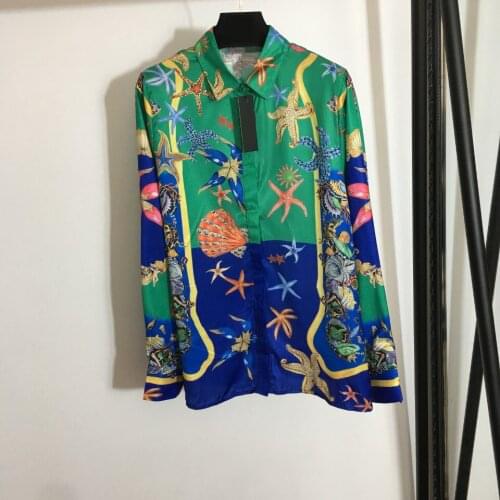 Spring 2021 Fashion womens beach style print Shirts High quality casual blouses Top C034