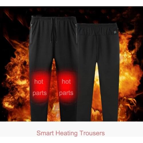 Winter USB Smart Heating Pants Mens And Womens Thickened Warm Pants Carbon Fiber Knee Heating Casual Pants Washable Adult