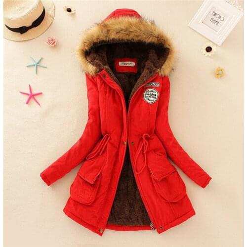 CWFMZQ Winter Jacket Women Parkas Fur Long Coat Pocket Zipper Hooded Cotton Wadded Warm Outwear Plus Size Windbreaker Female 3XL