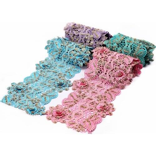 Golden Vintage Many design Metallic Embroidered Motif Glitter power Nigeria Venice Lace Trim Crochet Cord Diy Lace Fabric