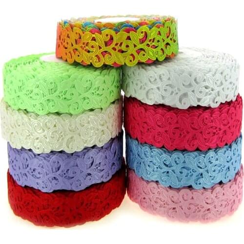 1Roll 20Yards 7/8" Printed Hollow Flower Ribbons Fabric Lace Ribbon Craft Wedding Gift Wrap Scrapbooking 22mm Choose color