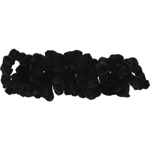 10 Pack Black Velvet Scrunchie Hair Elastics Hair Bobbles Hair Bands