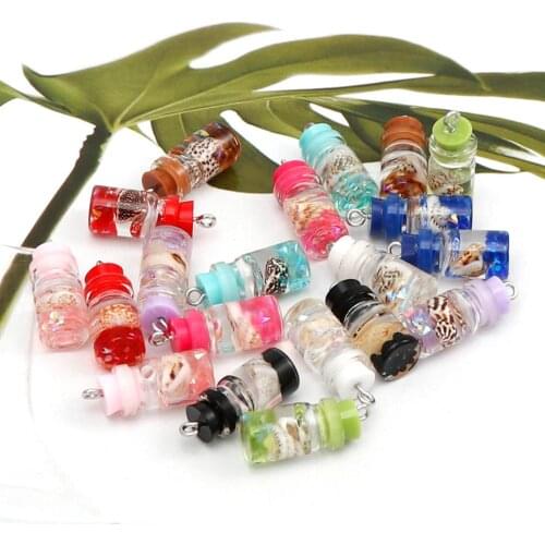 10 Pieces / Glass Bottle Design Charm Resin Drift Bottle Pendant Earring Jewelry Accessories DIY Home Decoration