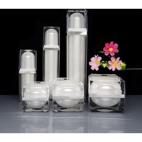 15g 30g 50g Square Shape Acrylic Bottle Jar Lotion Pump Bottle White Color Acrylic Cream Jar 30ml 60ml 120ml F20173580