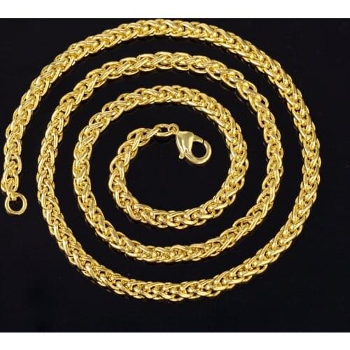 2019 new high quality jewelry, S925 sterling Silver color necklace, 5mm classic twisted rope gold necklace N003