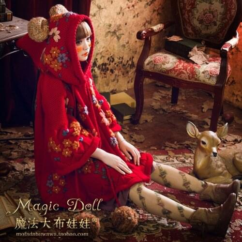 2020 Poncho Pull Exclusive Custom Sweater Magic Doll Knitted Long Coat Big Bear Ear Cute Sweet Loose Size Embroidery Autumn Full