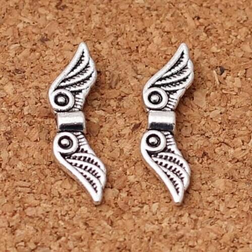 30pcs/lot Fashion Tibetan Silver Angel Wing Craft Metal Beads 23mm Zinc Alloy Charm Receptacle Spacer Beads DIY Jewelry Making