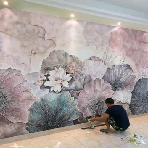 Beibehang custom 3D wallpaper Chinese lotus wallpaper decorative painting living room dining room bedroom floral wallpaper