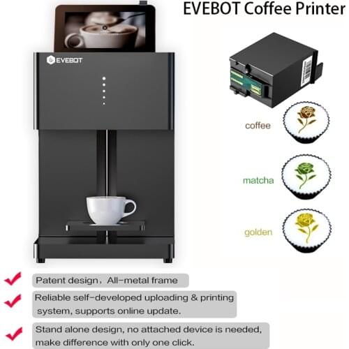 EVEBOT 3D Latte Art Coffee Printer Machine Automatic Beverages Food Selfie With WIFI Connection Printing Edible Ink Cartridges