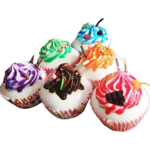 6PCS Artificial Cupcake Decorative Lovely Lifelike Cupcake Dessert Decor Photography Props For Birthday
