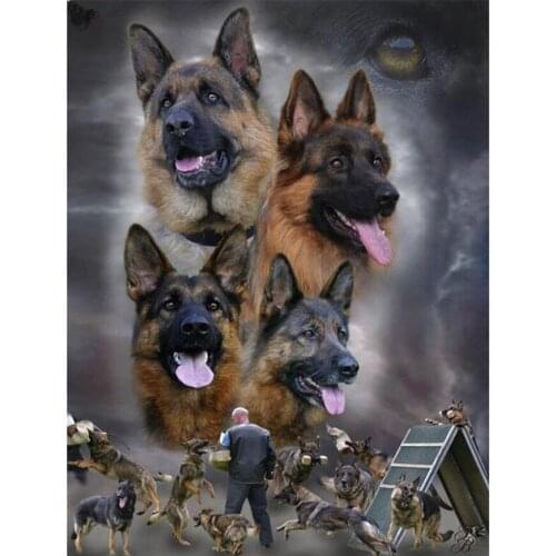 Full 5D Diy Diamond Painting German Shepherd Dog Diamond mosaic square Rhinestone Diamond Embroidery round crystals painting