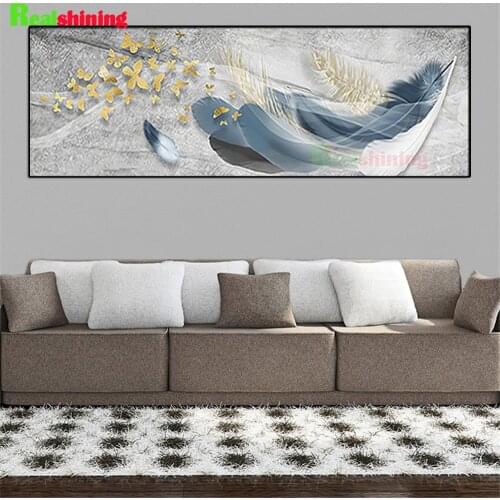Large Size Full Square Round Drill 5D DIY Diamond Painting Cross Stitch Abstract Feather Wings 3D Embroidery N1802