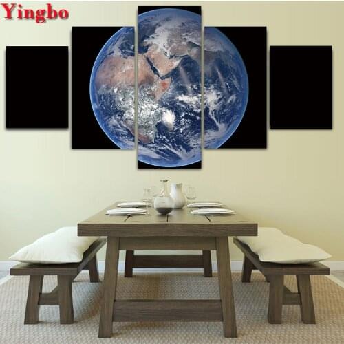 Diy diamond painting nouveaute 2019 diamond embroidery 5 Panel Universe Moon Earth cross stitch 3d picture of rhinestones Mosaic