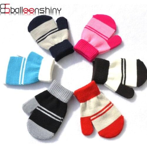 BalleenShiny Winter Warm Gloves for Children Aged 1-4 5colors Thickened Kids Warm Gloves New Baby Mittens for Boys Girls