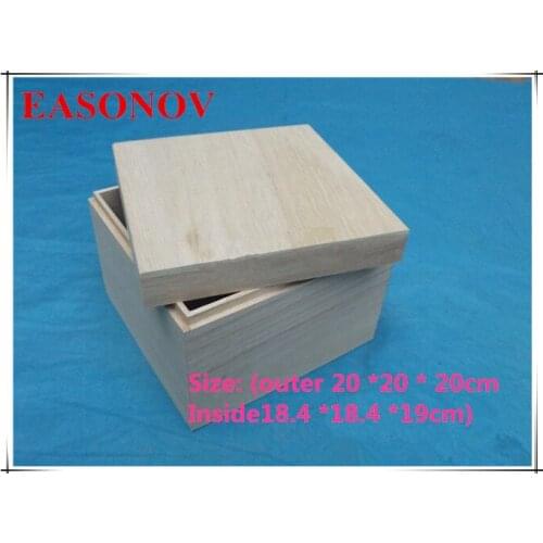 EASONOV 20*20*20cm Square Wooden Storage Box Home Furnishing Natural Wooden Packing box Craft Jewelry box Case Wedding Gift Home