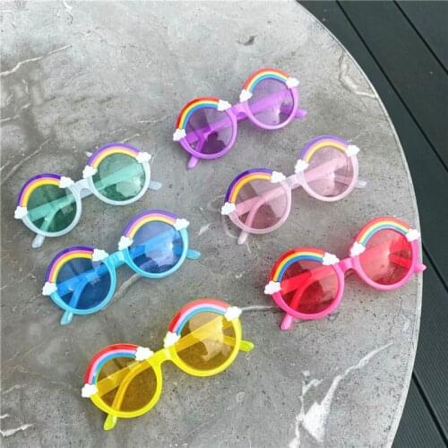 UV400 Kids Sunglasses Pink Blue Rainbow Clouds Baby Children Round Shades Plastic Safety Girls Anti-UV Polarized Fashion Glasses