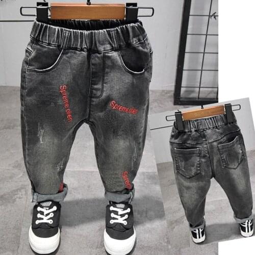 New Style Kids Boy Jeans Elastic Waist Straight Trousers Baby Kids Fashion Denim Pant Casual Baggy pants Spring Autumn 2-6years