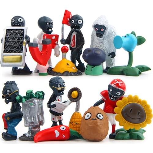 16pcs/lot Plants vs Zombies Action Figures Toys PVZ Nut Sunflower Fume-shroom Treasure Yeti PVC Figure Model Toy Kids Gift