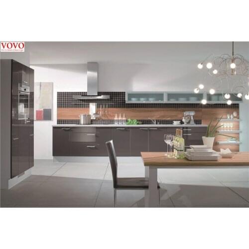 High gloss gray kitchen cabinet