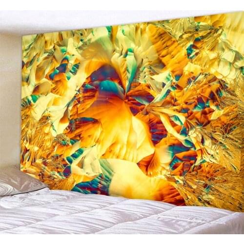 Yellow Psychedelic art Mandala Printed Polyester Tapestry Wall Hanging For Decorate Home Living Room Bedroom Office 6 Sizes