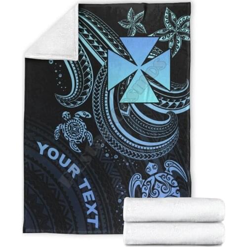 Wallis and Futuna Custom Personalised Premium Blanket Blue Turtle Printed Blanket Adults/kids Fleece Blanket Sherpa Blanket