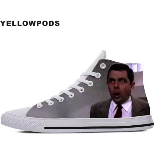 Personality Mens Casual Shoes Hot Cool Pop Funny High Quality Handiness Mr. Bean Cute Cartoon Custom Sneakers White