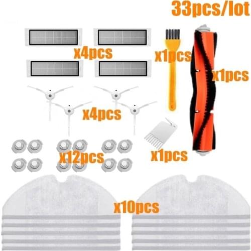 For xiaomi roborock s50 S5 accessories xiaomi robot vacuum Cleaner Spare Parts kits main brush+filter+side brush+mop cloth