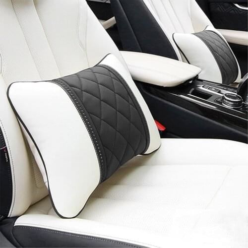 NAPPA leather Car Neck Pillow Car Pillow Waist Rest Pillow Seat Back Rest Lumbar Cushion Travel Relieve Pain Car Accessories