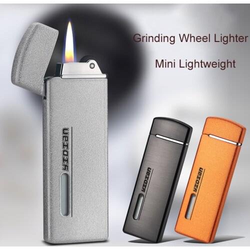 Creative Mini Gas Lighter Grinding Wheel Flame Lighers Visible Gas Display Window Metal Cigarette Lighter