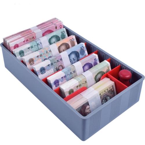 Plastic 5 Compartment Currency Tray Currency Cashier Drawer Organizer Tray Collecting Money Box Change Box 30x17.5x6.5cm