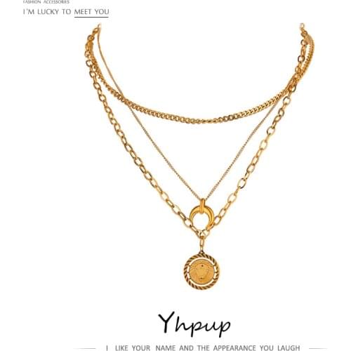 Yhpup Statement Lion Horns Animal Pendant Necklace Fashion 18 K Metal Stainless Steel Chain Choker Necklace Jewelry Gift 2021