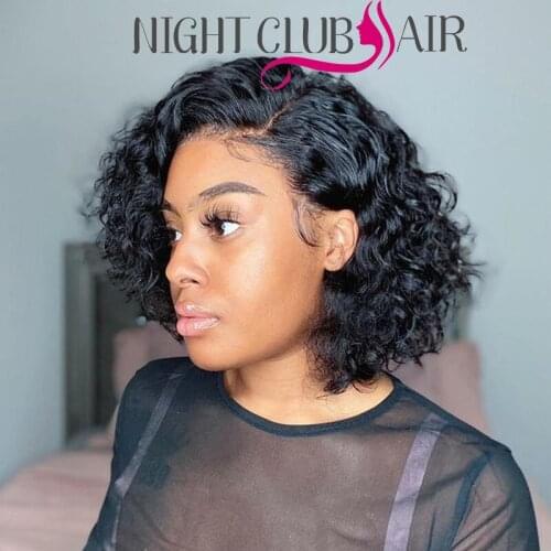 Night Club Short Bob Closure Wig Cheap Human Wigs Swiss Lace Frontal Wig Curly Lace Front Wigs Short Brazilian Wig For Women