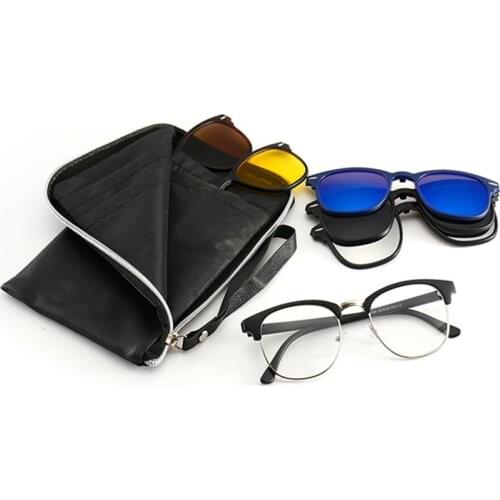 New Mens Alloy Fashion Simple Myopia Prescription Spectacles Frame Womens Six In One Magnetic Sunglasses Clip on 2218A