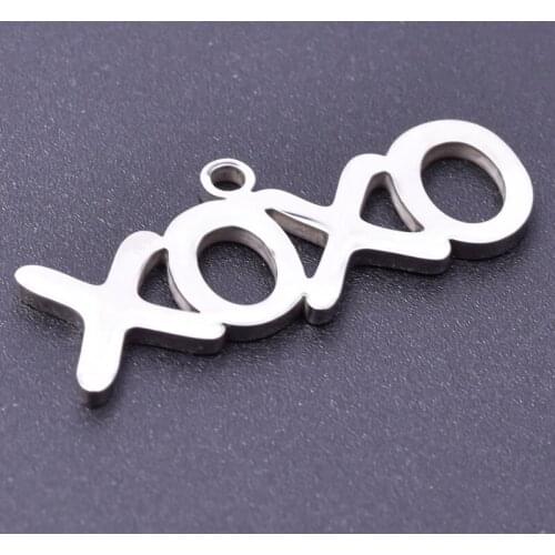 5pcs XOXO Pendant Charms For Jewelry Making Components DIY Necklace Accessories Stainless Steel Charm Handmade Supplies Material