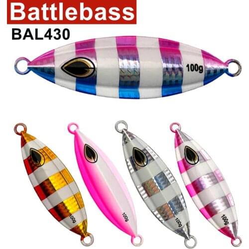 BATTLEBASS 1PCS Deep Zea Jigging Glow Zebra Fishing Ocean Boat Rock Beach Slow Jig Jigbait Spoon Lure Baits 60/80/100/150/200g